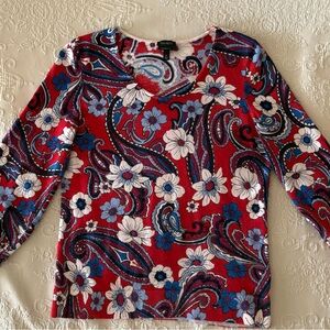 Talbots Wool Paisley Floral Sweater. Sz M